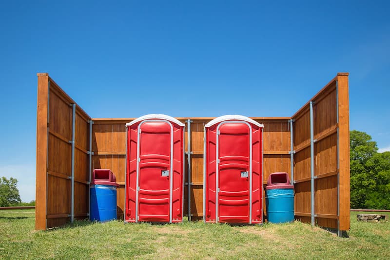 Short-term porta potty units staged for delivery in Jonesboro, Arkansas